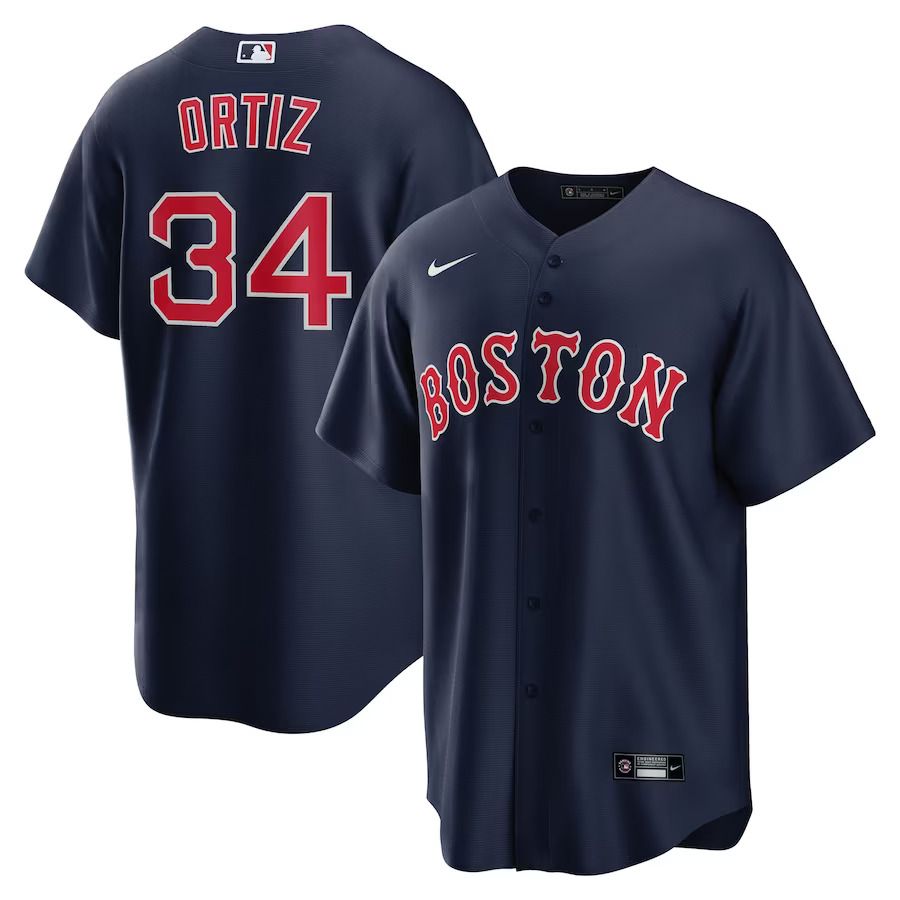 Men Boston Red Sox 34 David Ortiz Nike Navy Alternate Replica Player MLB Jersey